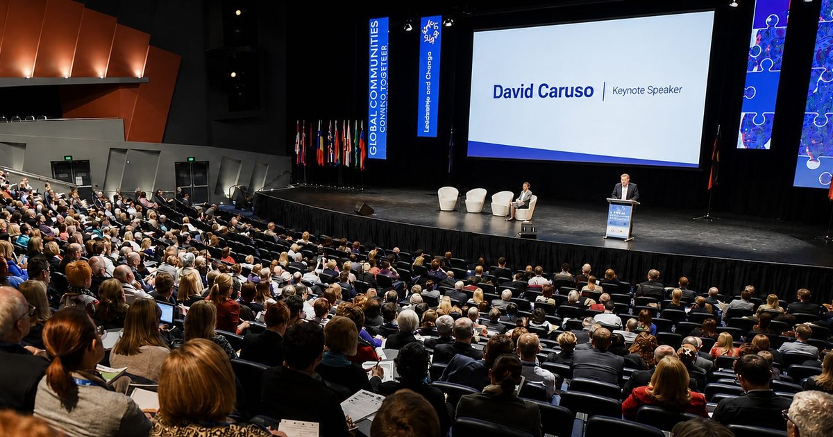 David Caruso, keynote speaker in Sydney, presenting to a packed conference audience